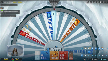 Ice Fishing Gameplay – Hauptansicht mit Geldrad und Wettfeldern